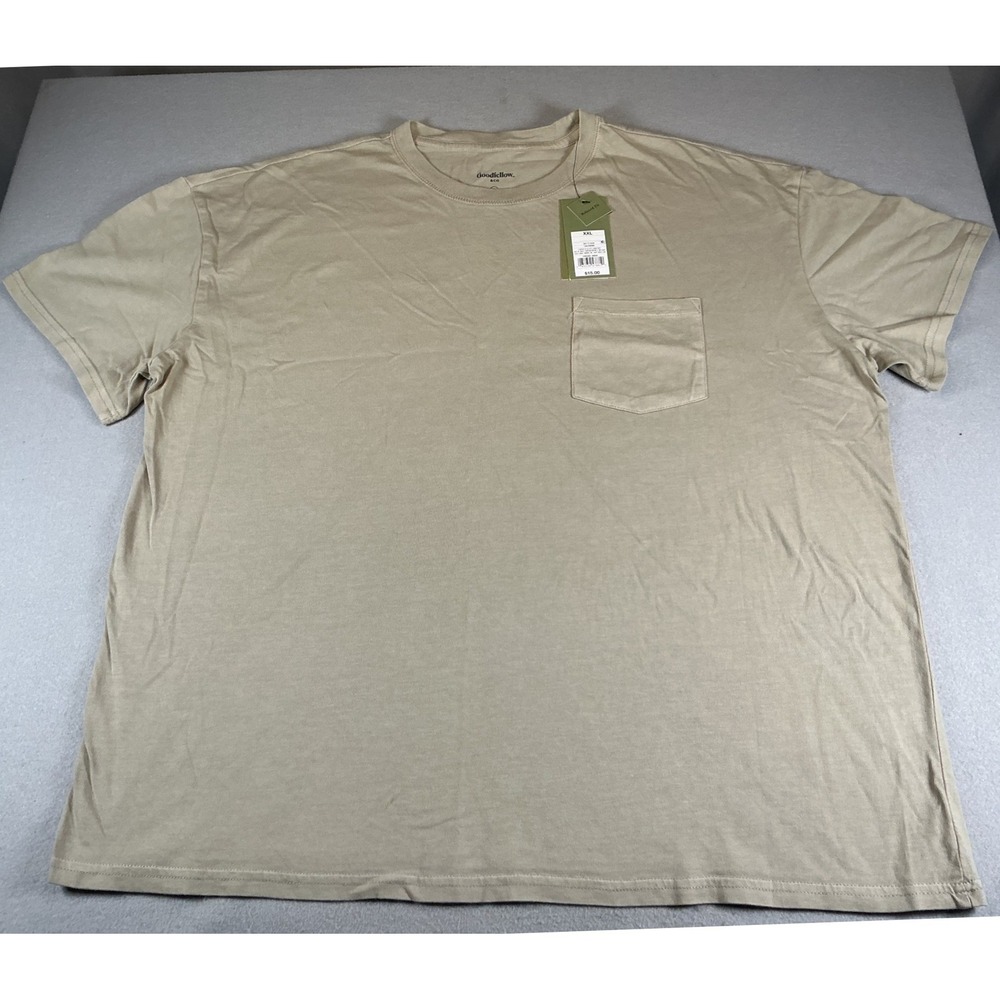 Goodfellow & Co Mens XXL Tan Pocket T Shirt Relaxed Fit Short Sleeve NWT